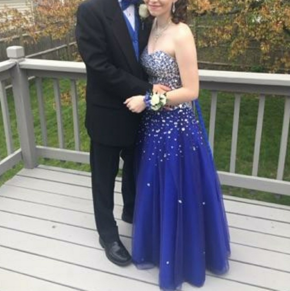 Royal Blue Strapless Prom Dress - Picture 5 of 7